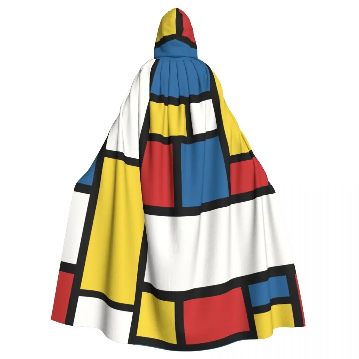 

All Kinds of Colors Piet Mondrian Print Hooded Cloak Polyester Unisex Witch Cape Costume Accessory