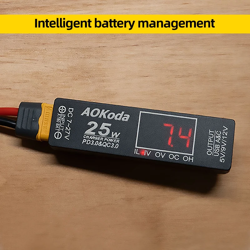 AOKoda XT60 a PD3.0 Lipo Batteria Caricatore rapido QC3.0 Convertitore di potenza Adattatore Protezione da sovraccarico per Smartphone Tablet PC Parti