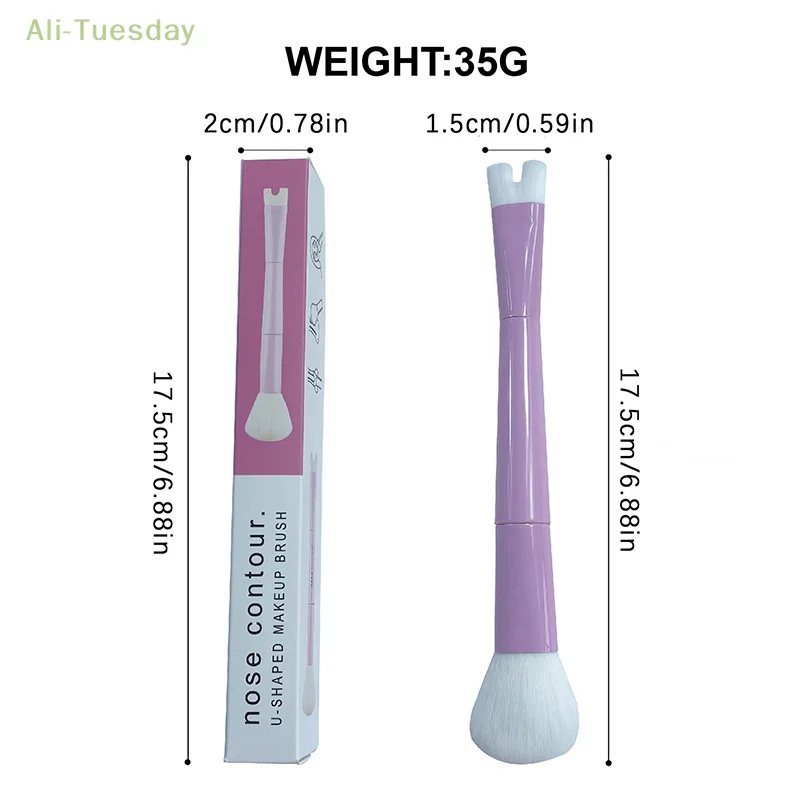 Nose Contour U-Shaped Makeup Brush, Escova lustrando, Precision Duo, Esculpindo e Definindo, 2 em 1