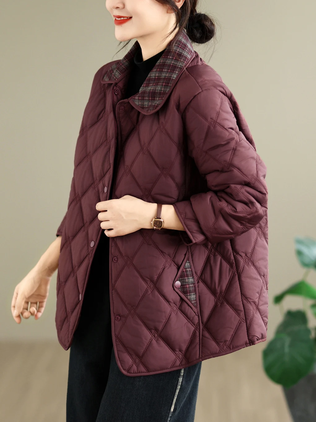 Fashionable Light Weight Cotton Jacket Women's Spring Autumn Winter Commute Style Loose Fit Cardigan Long Sleeve Polyester