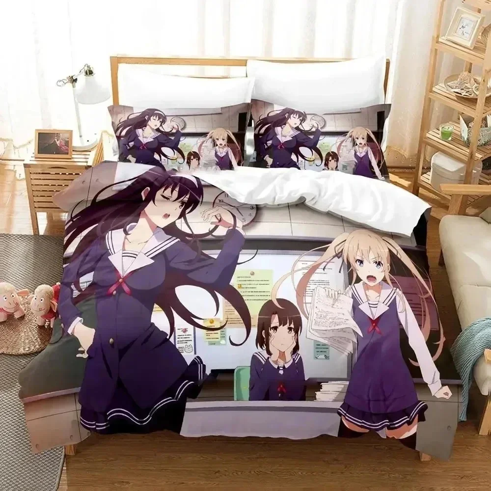 Anime Saekano How to Raise a Boring Girlfriend Bedding Set Printed Bed Set With Pillowcase Bed Duvet Cover Queen Super King Size
