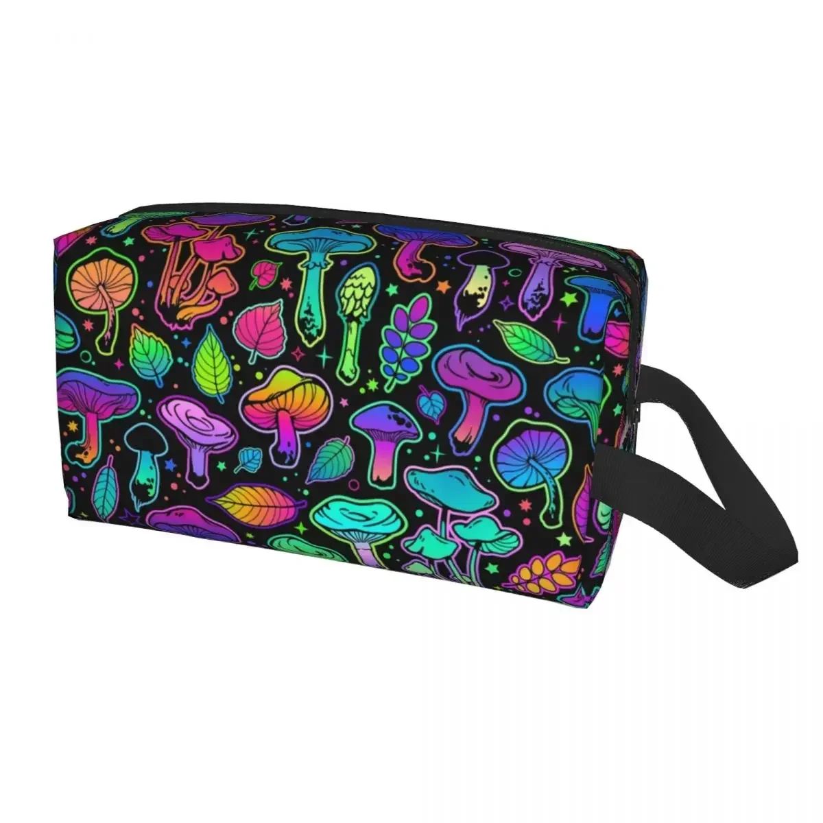 Psychedelic Magic Rainbow Mushrooms Toiletry Bag Mysterious Boho Cosmetic Makeup Organizer Women Beauty Storage Dopp Kit Box