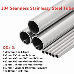 OD1/1.5/2/3/5/6/7/8/10/12Mm 304 Liền Mạch Stainlessy SteelTube Dài 50 ~ 500Mm Vòng Mao Mạch Liền Mạch Ống Suông