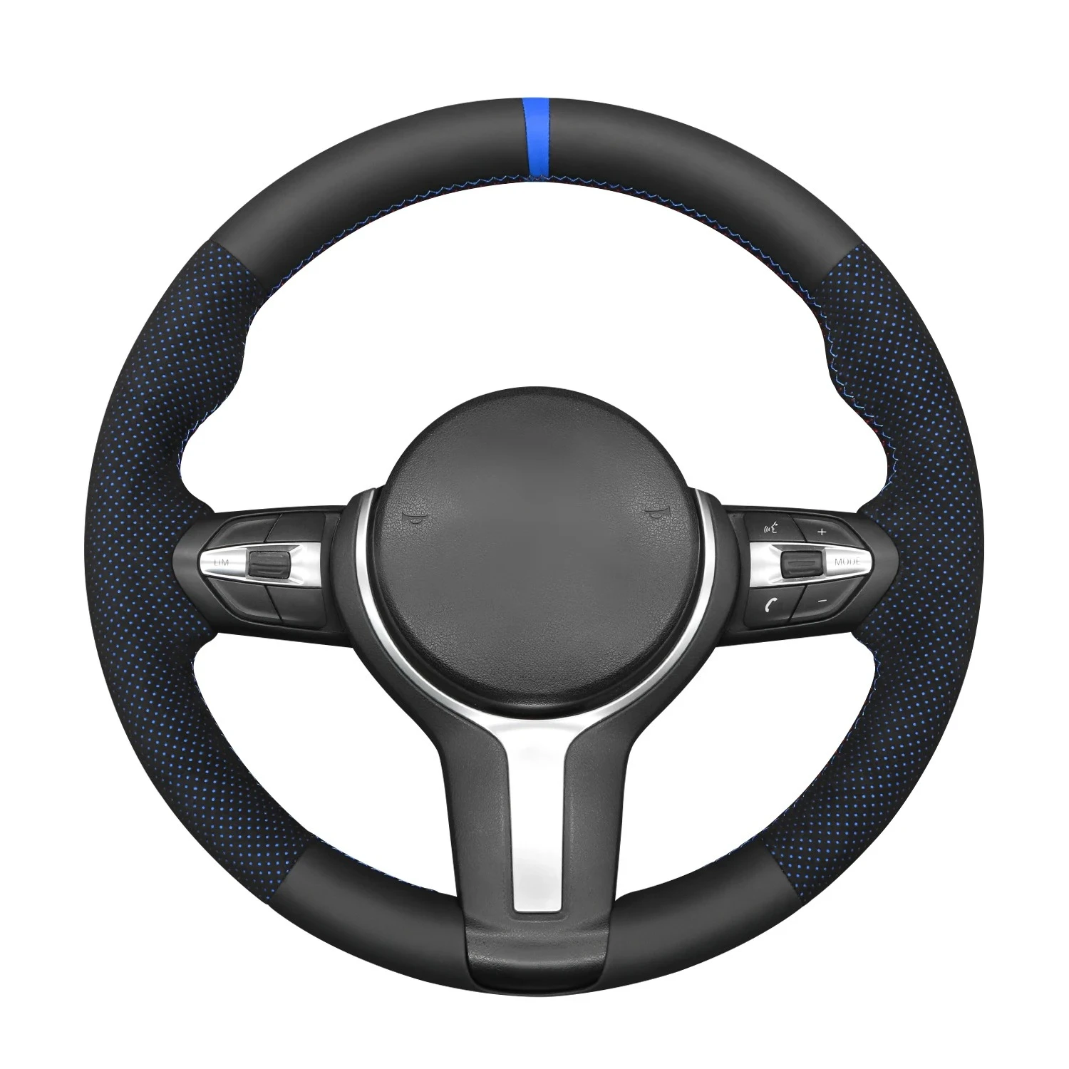 Custom Hand Stitch Black Suede Leather Steering Wheel Cover for M Sport 2 3 4 5 6 Series X1 X2 X3 X4 X5 X6