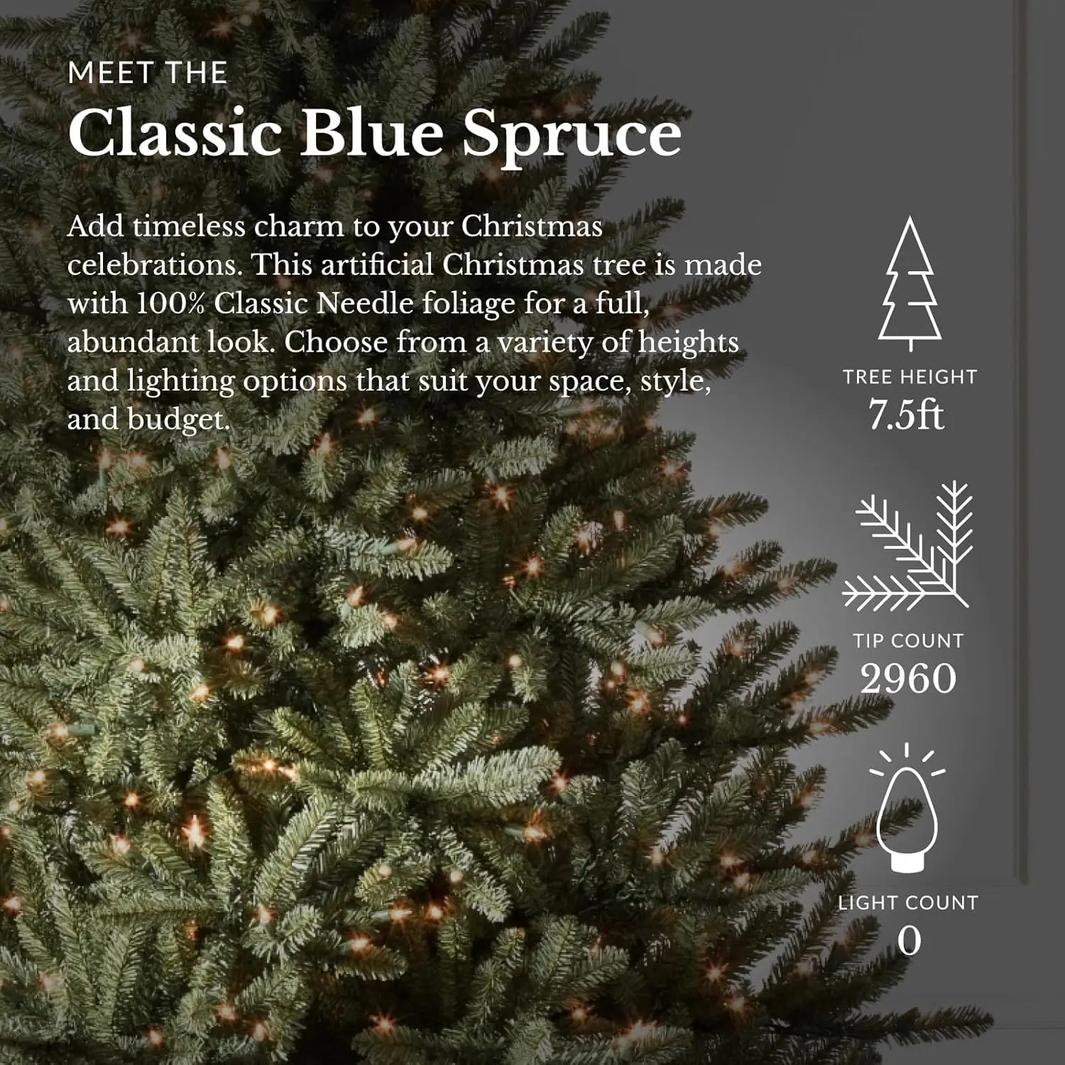 7.5ft Unlit Classic Blue Spruce Artificial Christmas Tree