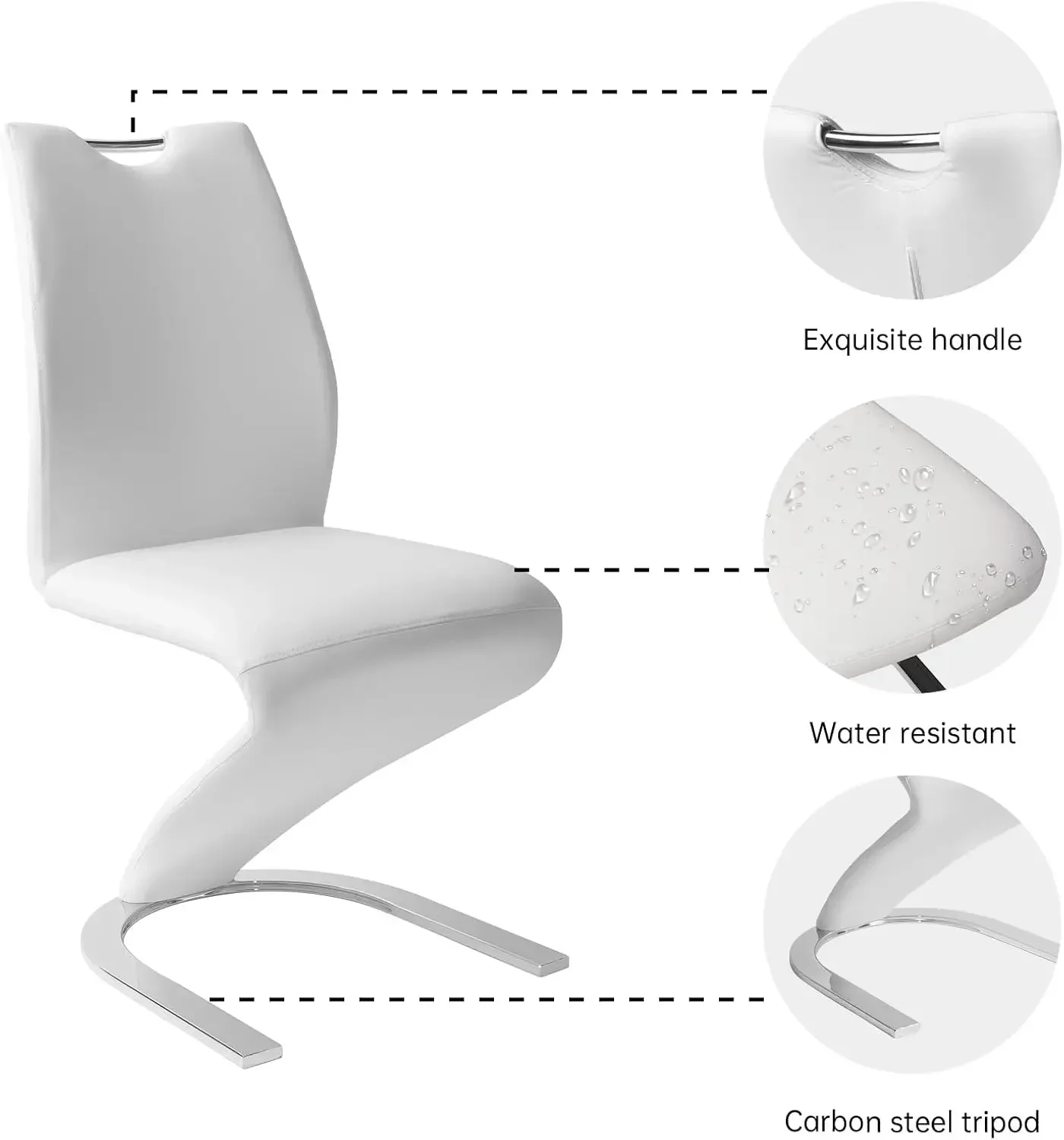 Zeemeermin eetkamerstoelen set van 4, moderne keuken eetkamerstoelen armloze gestoffeerde bijzetstoelen in PU lederen kussenzitting