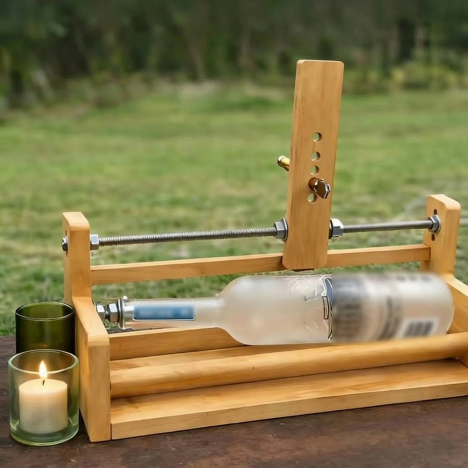 Bottle Cutter with Wooden Frame DIY Glass Bottle Cutter Tool Tabletop Manual for DIYers, Craft Room, Home Workshop