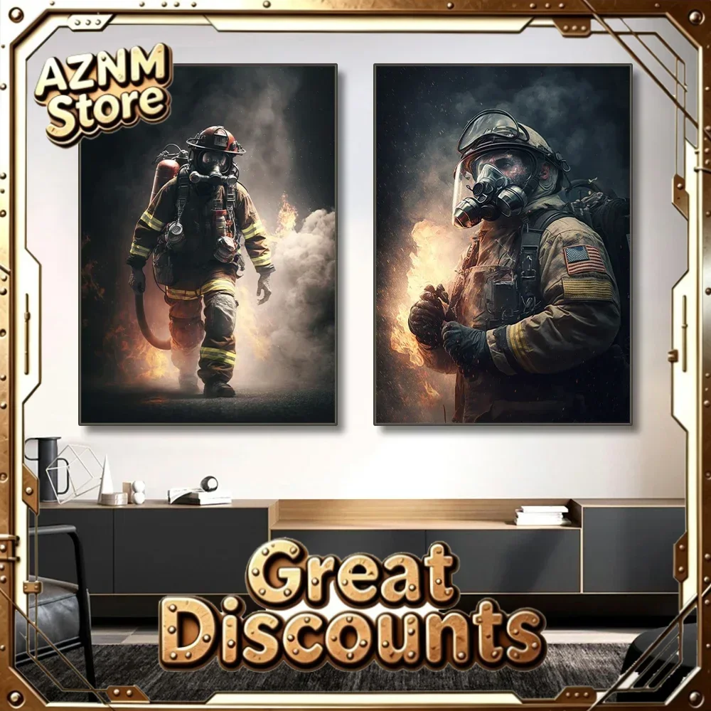 Firefighting Heroes Wall Art Firefighter Forest Brave HD Canvas Poster Prints Living Room Bedroom Home Decor