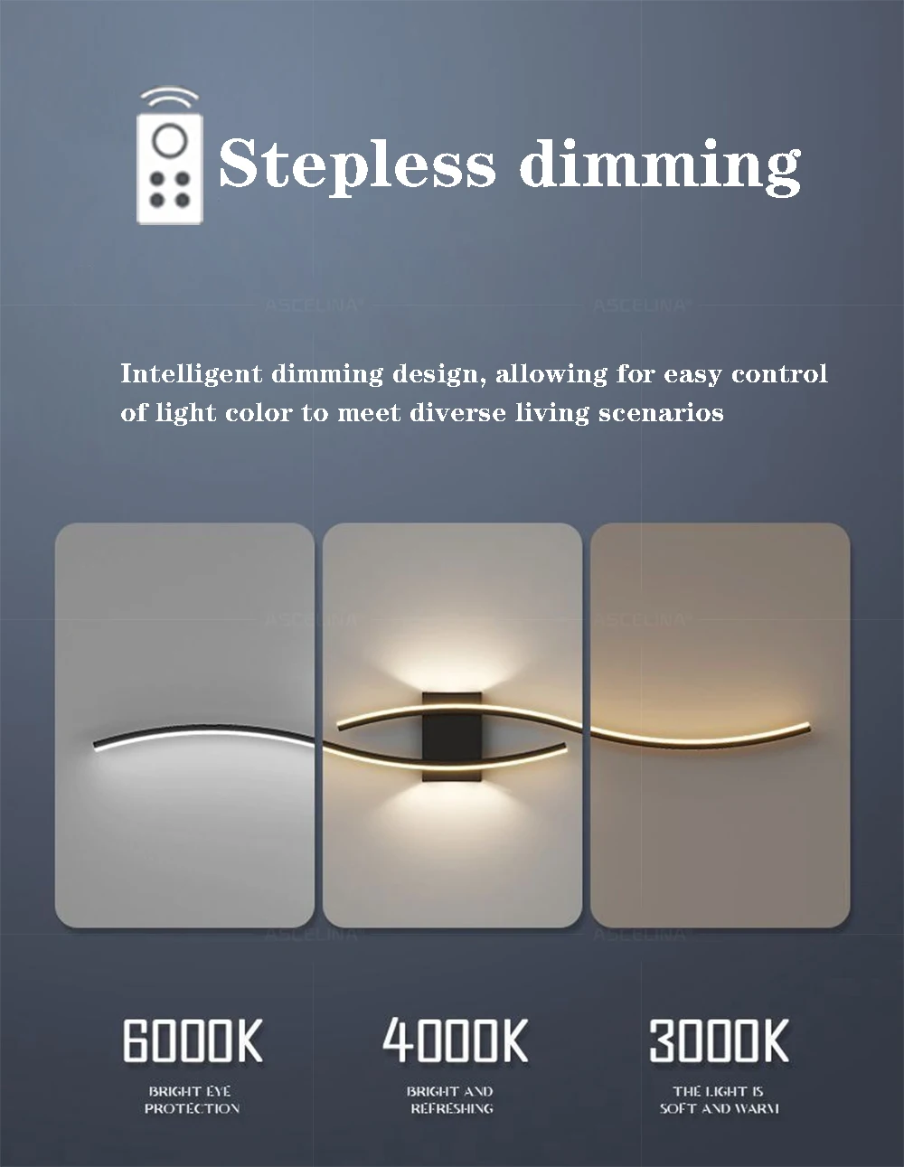 Moderne LED-Wandleuchte, einfache Linien, 60/80 cm, erhältlich in drei Farben, Schlafzimmer, Nachttisch, TV-Wand, Korridor, Innenbeleuchtung – Detail 2