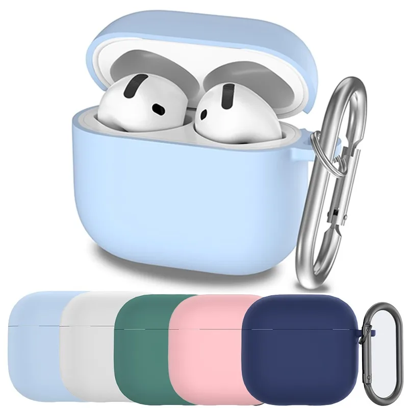 

For Apple AirPods4 Protective Case Ultra-thin Rubber Wireless Headphone Protective Cover with Hook for AirPods4 Rubber Protector