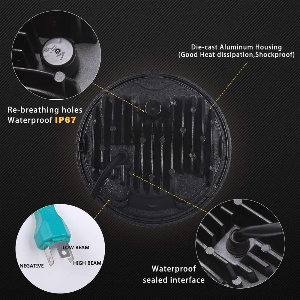 51W 5.75 Inch LED Motorcycle Headlight Hi/Lo Beam for Harley Sportster Touring Honda Rebel 300 500 Triumph Headlamp,Chrome 1 Pcs - Image 4