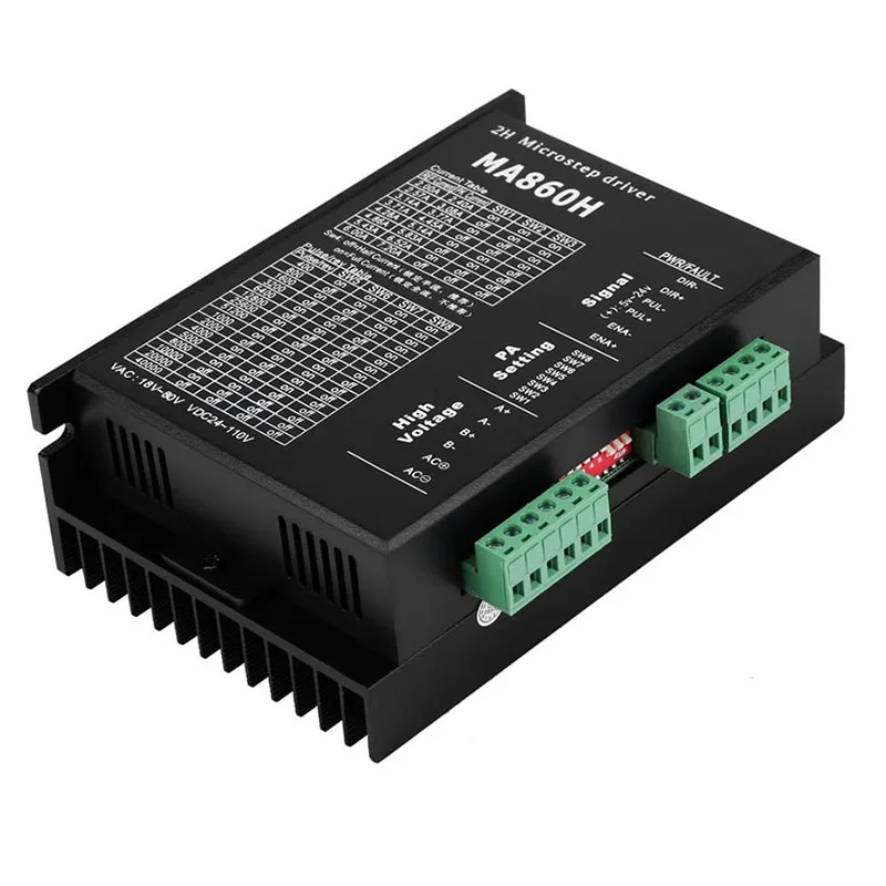 

MA860H Stepper Motor Driver Microstep Controller Module AC18-80V AC, DC24-110V 7.2A for 2 Phase NRMA34 Motor Replace Leadshine