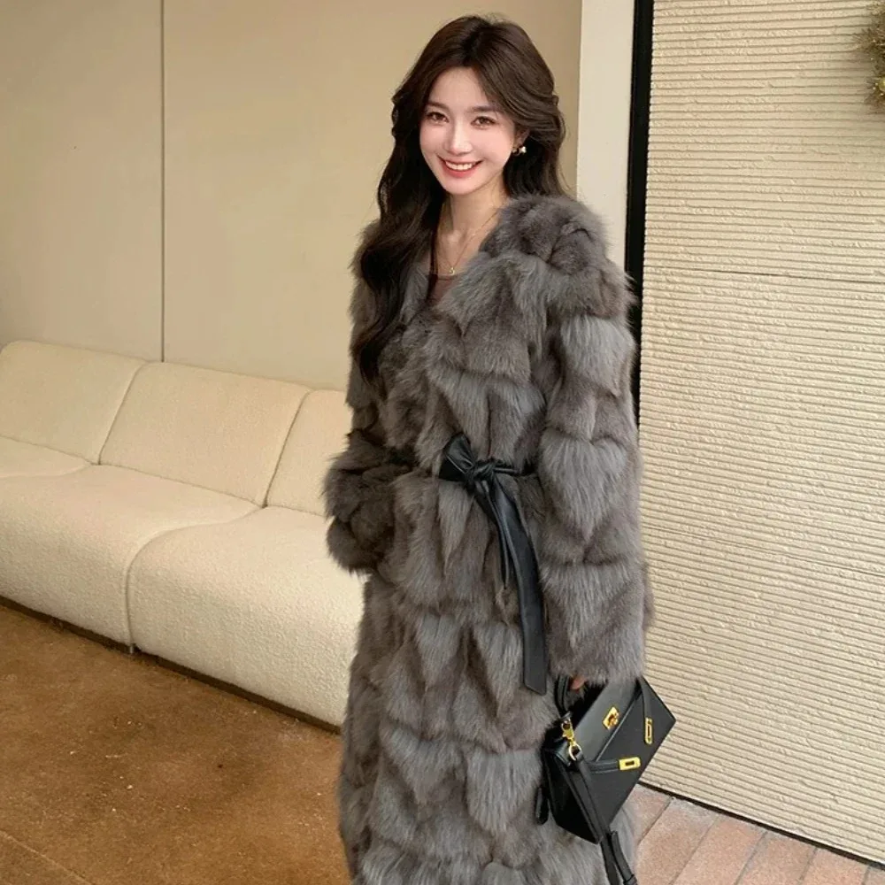 

OFTBUY Real Fox Fur Coat Lady Thick Women's Winter Jackets Sale with Fox Real Fox Fur Jacket Fashion Winter Outerwear New Warm