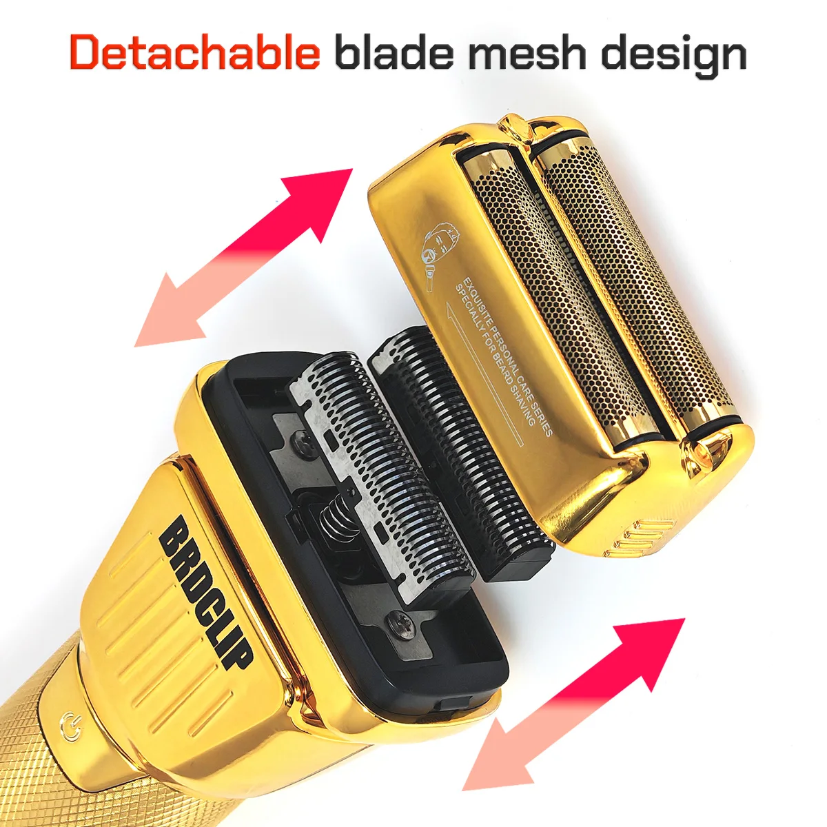 BRDCLIP BRD-362 9000RPM المهنية الفولاذ المقاوم للصدأ محفور التيتانيوم مطلي شفرةين شبكة الحلاقة الكهربائية قص الشعر ماكينة حلاقة