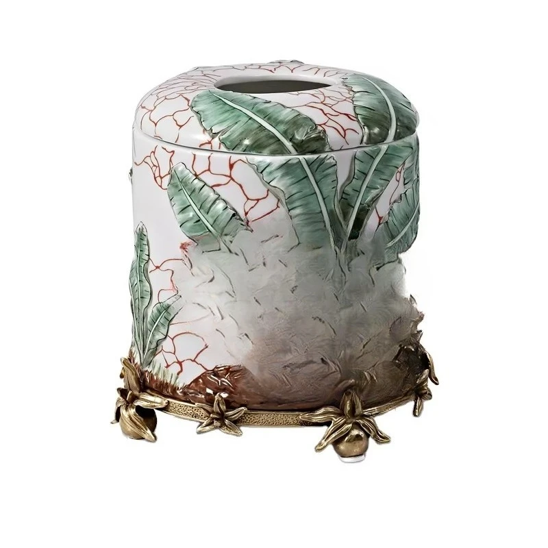 Blue and White Ceramic Tissue Box Holder Elegant Paper Clips for Comfortable Design