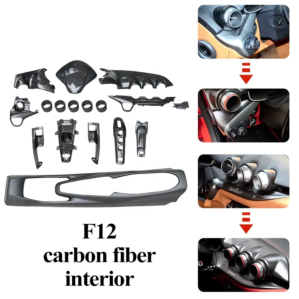 OEM Style Dry Carbon Fiber Interior Decoration Accessories Car Air Conditioner Control Panel Cover Interior for Ferrari F12