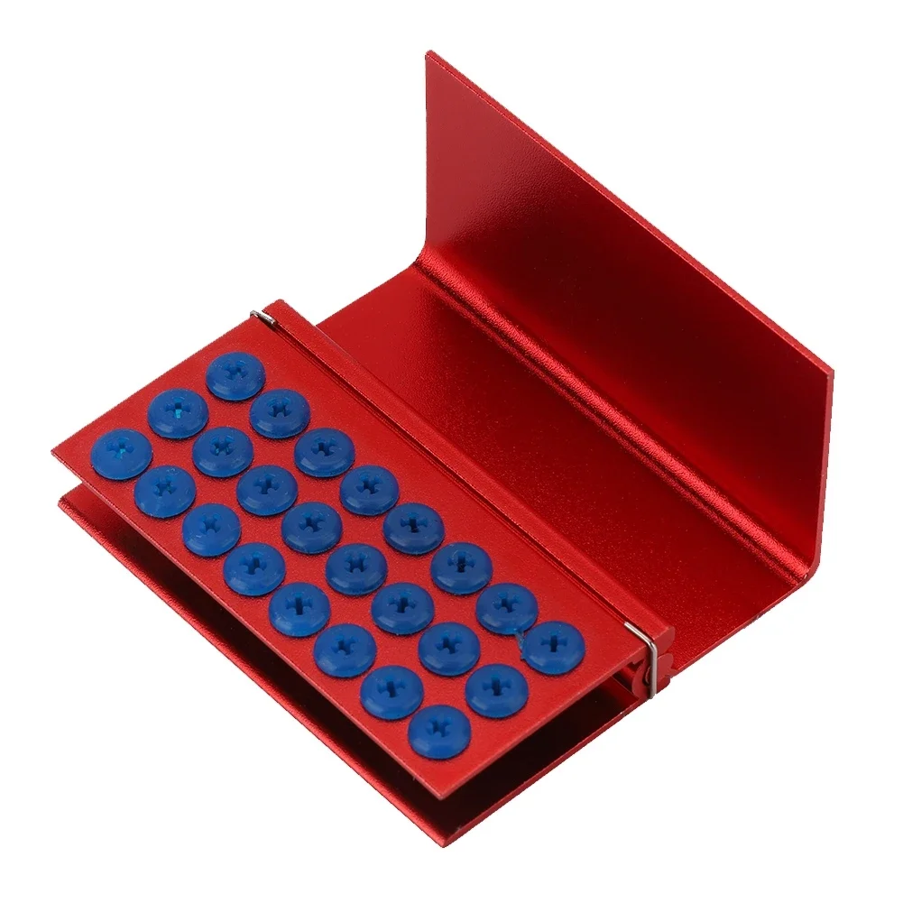 Caja de desinfección de aleación de aluminio con almohadilla de silicona, 24 agujeros, soporte para fresas de aguja Dental de alta velocidad, herramienta de dentista Autoclavable, color rojo