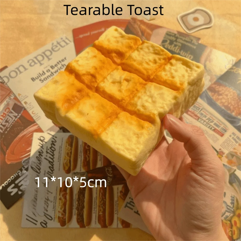 Simulated Bread Toast Squeeze Squishy Toys Stress Relief Soft Sensory Fidget Toy Slow Rising Decompression Toy for Kids Adults