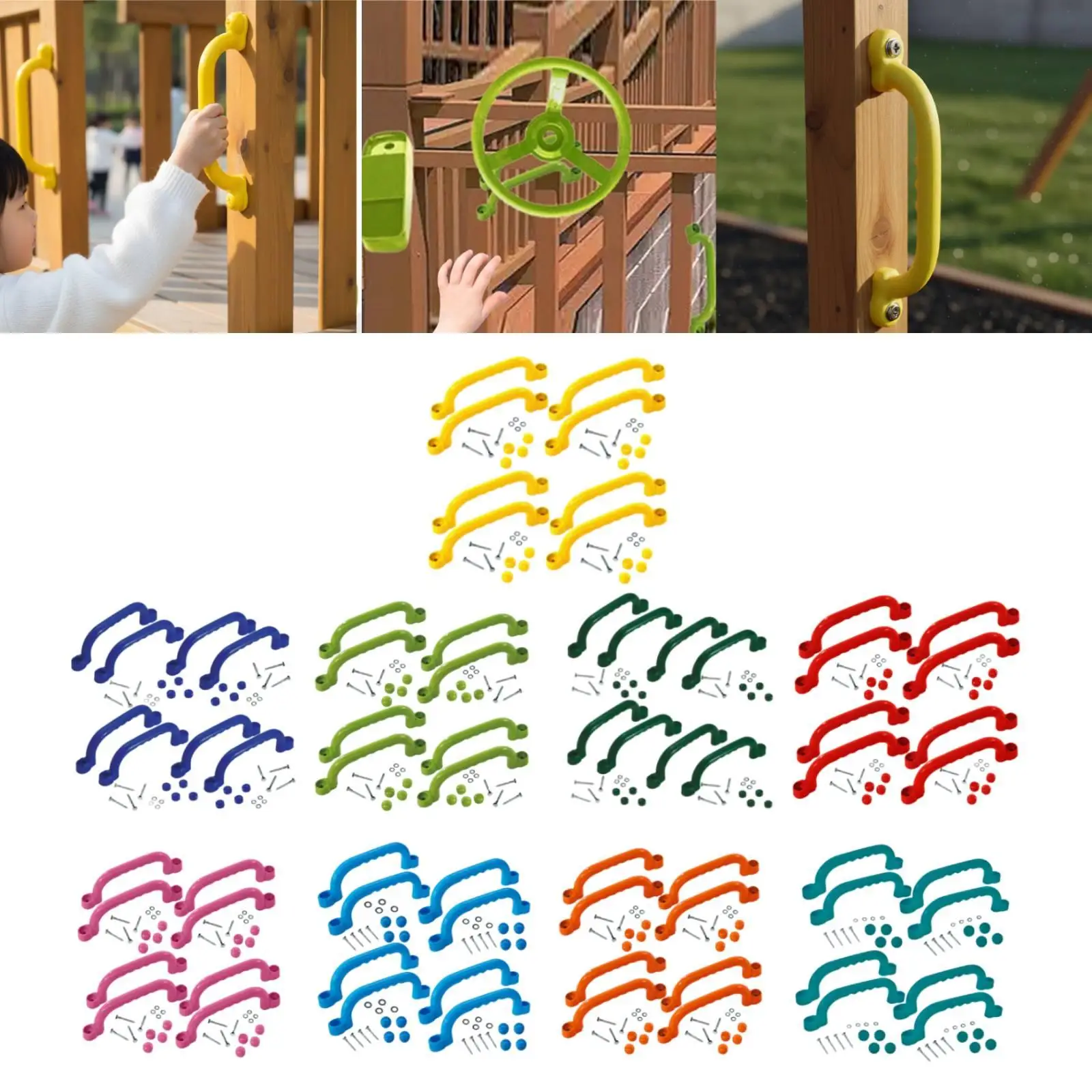 Grab Handles for Climbing Frame Weatherproof Non Slip Playground Equipment for Kids Backyard Tree House Playset