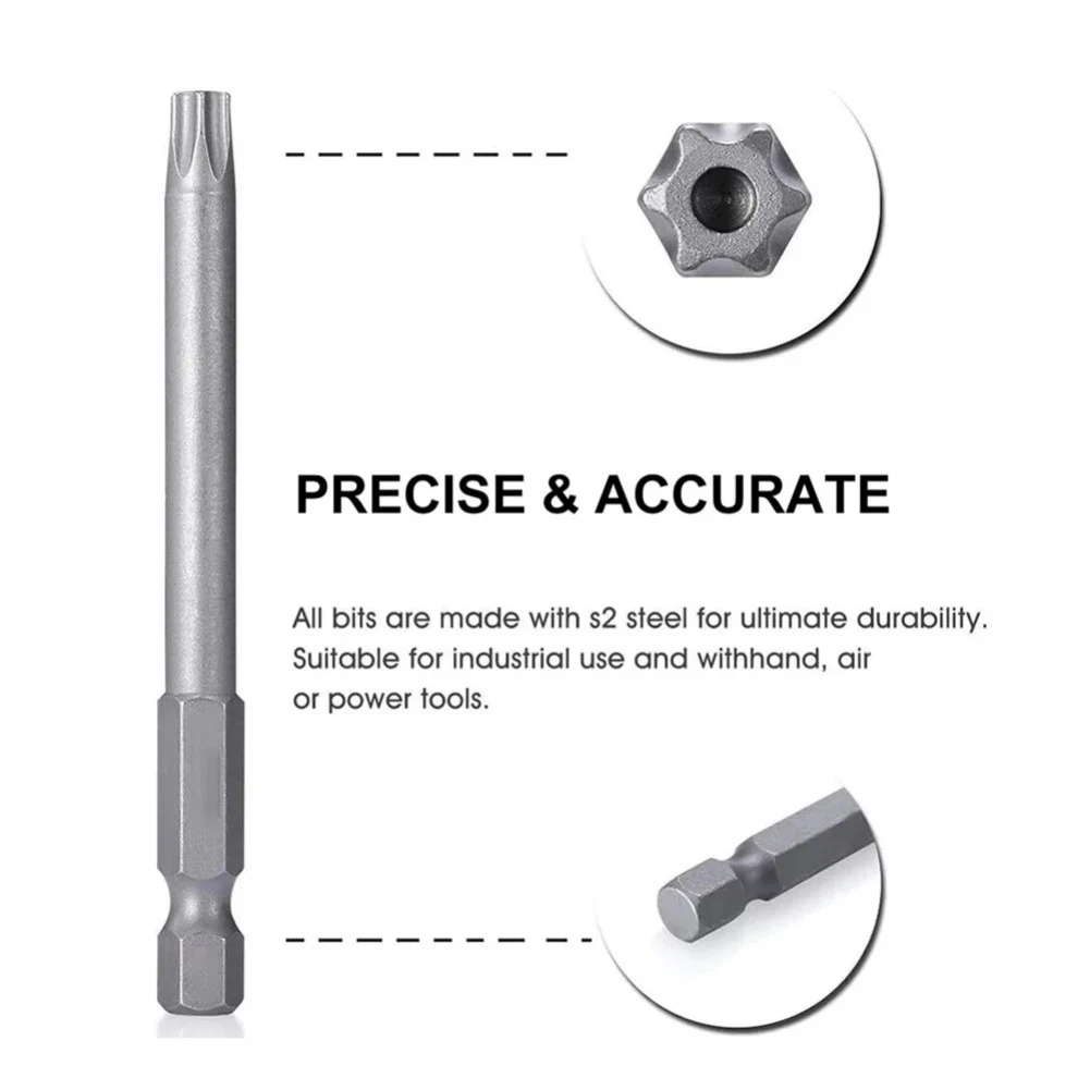 11/12-teiliges Torx-Schraubendreher-Bit-Set mit Loch 50/100mm, verlängertes Schraubendreher-Set, manipulationssicheres magnetisches Bohrer-Bit-Set, Schraubendreher-Werkzeug – Detail 1