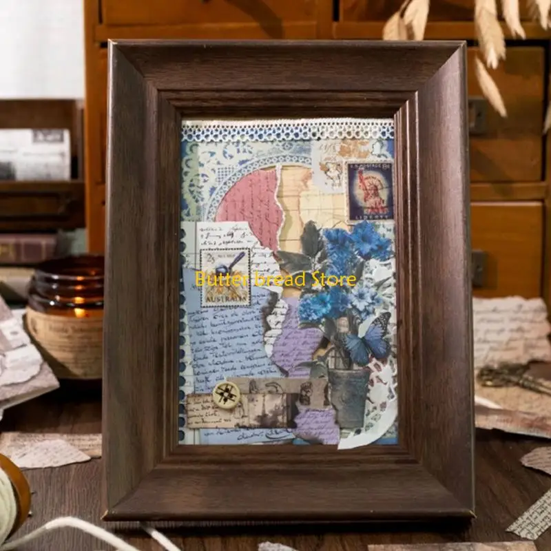W89C 15Sheets Antique Paper Sticker Decorative Scrapbooking Sticker For Notebook Journals Card Making Craft Embellishments