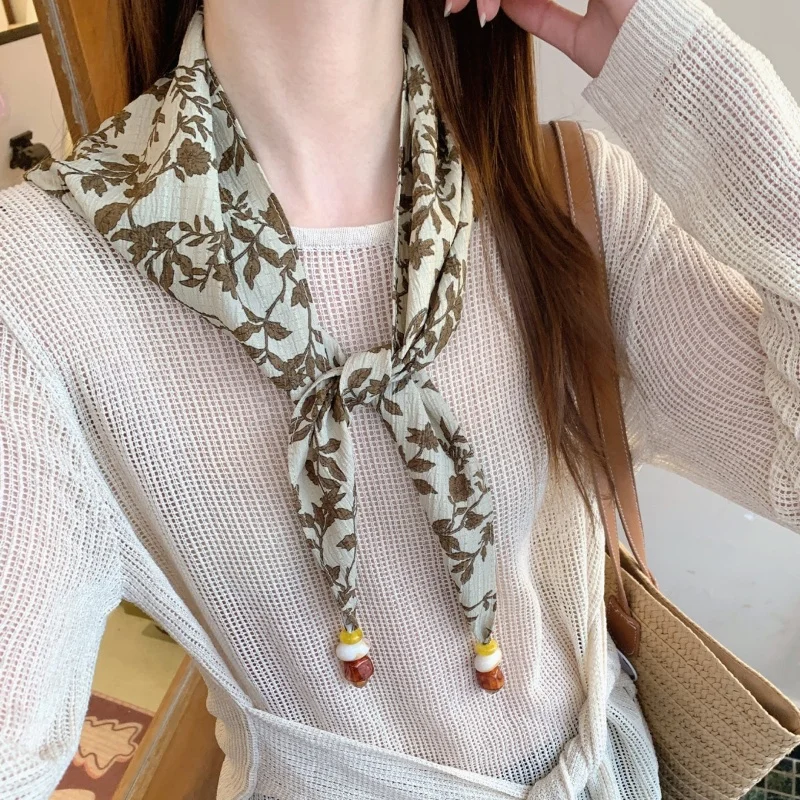 Picture 5: High-End Beaded Neck Scarf for Women Long Trendy Accessory Necklace Shirt Scarf Curtain Fashionable Women's Accessory