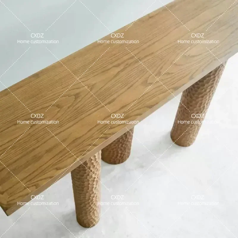 Medieval Solid Wood Entrance Platform Rectangular Light Luxury High End Entryway Console Table for Living Room Hallway Decor