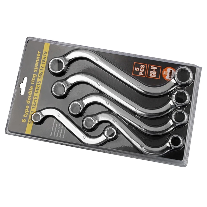 5 Pcs/Set S-Shape Wrench Set Double 12 Point End S-Style Wrench Set 10-19mm