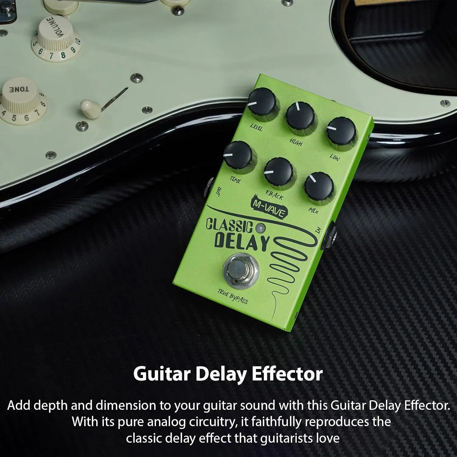 M-vave Classic Delay Effect Pedal, True Bypass 600ms Delay Time Guitar Effects Pedal for Electric Guitar Bass