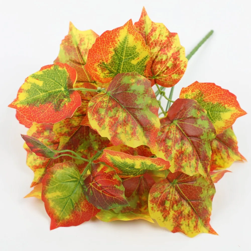 

7 Heads Artificial Green Plant Leaves Large Perilla Leaf Green Potted Plants Lifelike Plastic Fake Plant