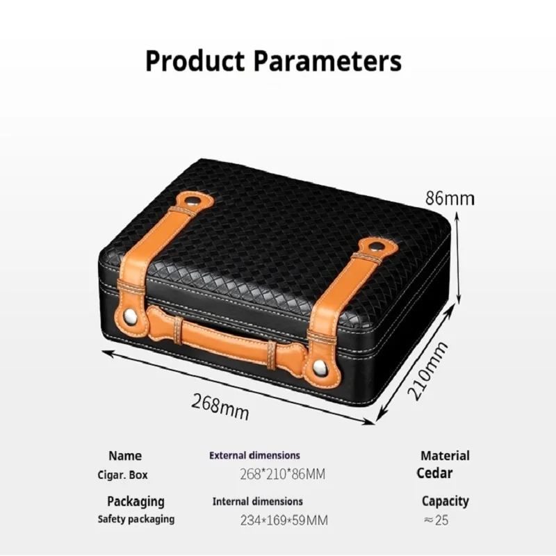 صندوق سيجار، صندوق سيجار محمول للحفاظ على رطوبة السيجار، صندوق سيجار من خشب الأرز، صندوق قابل للقفل بسعة كبيرة للسفر، صندوق من جلد السيجار #3