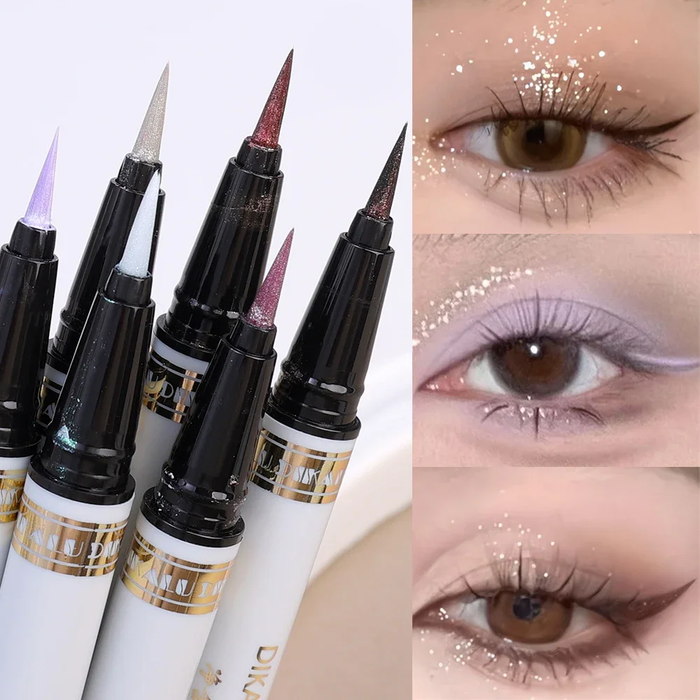 กันน้ํา Diamond Glitter อายไลเนอร์อายแชโดว์ดินสอยาวนานเงา Ultra-thin Liquid Eyes Liner Eyes เครื่องสําอางค์เครื่องมือความงาม