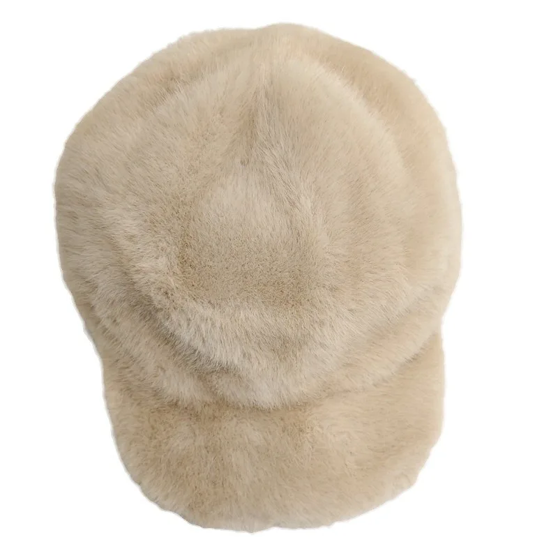 New Women\'s Warm Baseball Trendy Winter Outdoor Thick Solid Color Casual Furry Duckbill Cap