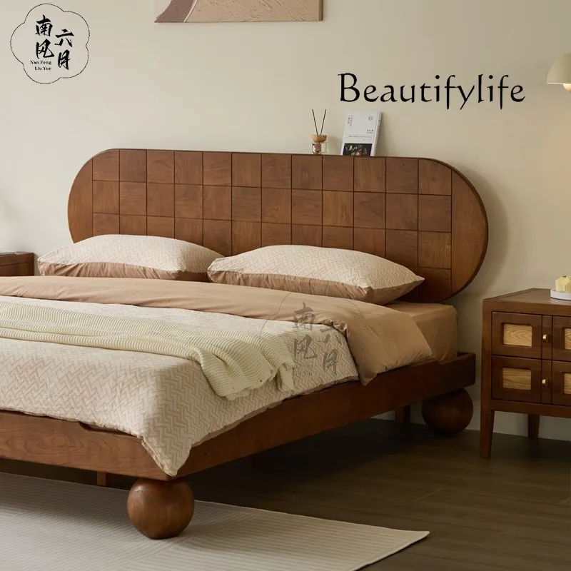 Cherrywood French Retro Double Bed 1 M 8 Simple Modern Wedding Room and Bedroom Trundle Bed