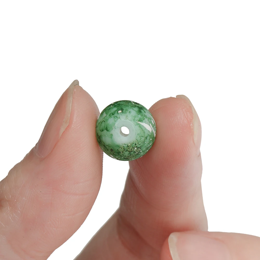 30-50pcs 8/10mm Glass Snowflake Beads Round Imitation Ceramic Spacer Beads for Bracelet Necklace Jewelry Making Accessories