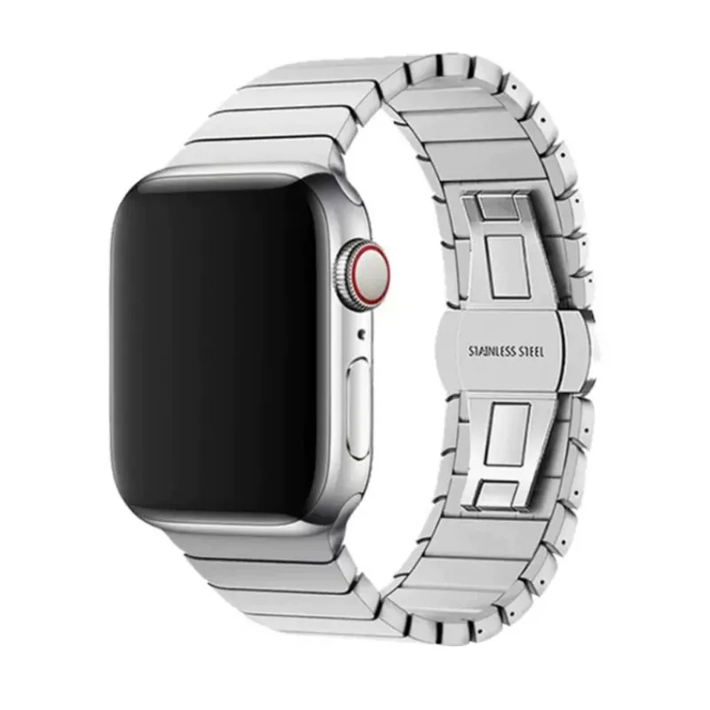 Titanium Color Stainless Steel Bamboo Link Strap for Apple Watch Ultra S10 Metal Replacement Watch Band for iWatch