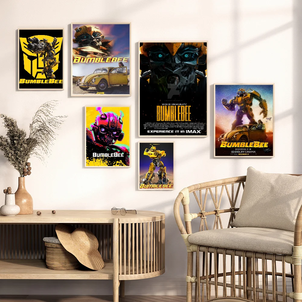 

B-Bumblebee Movie DIY Sticky Poster Whitepaper Prints Posters Artwork Vintage Decorative Painting