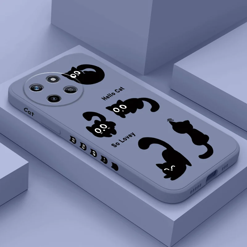 

Rolling Black Cat Phone Case For OPPO Realme 12 11 10 9 9i 8 8i Pro Plus 4G 5G Liquid Silicone Cover