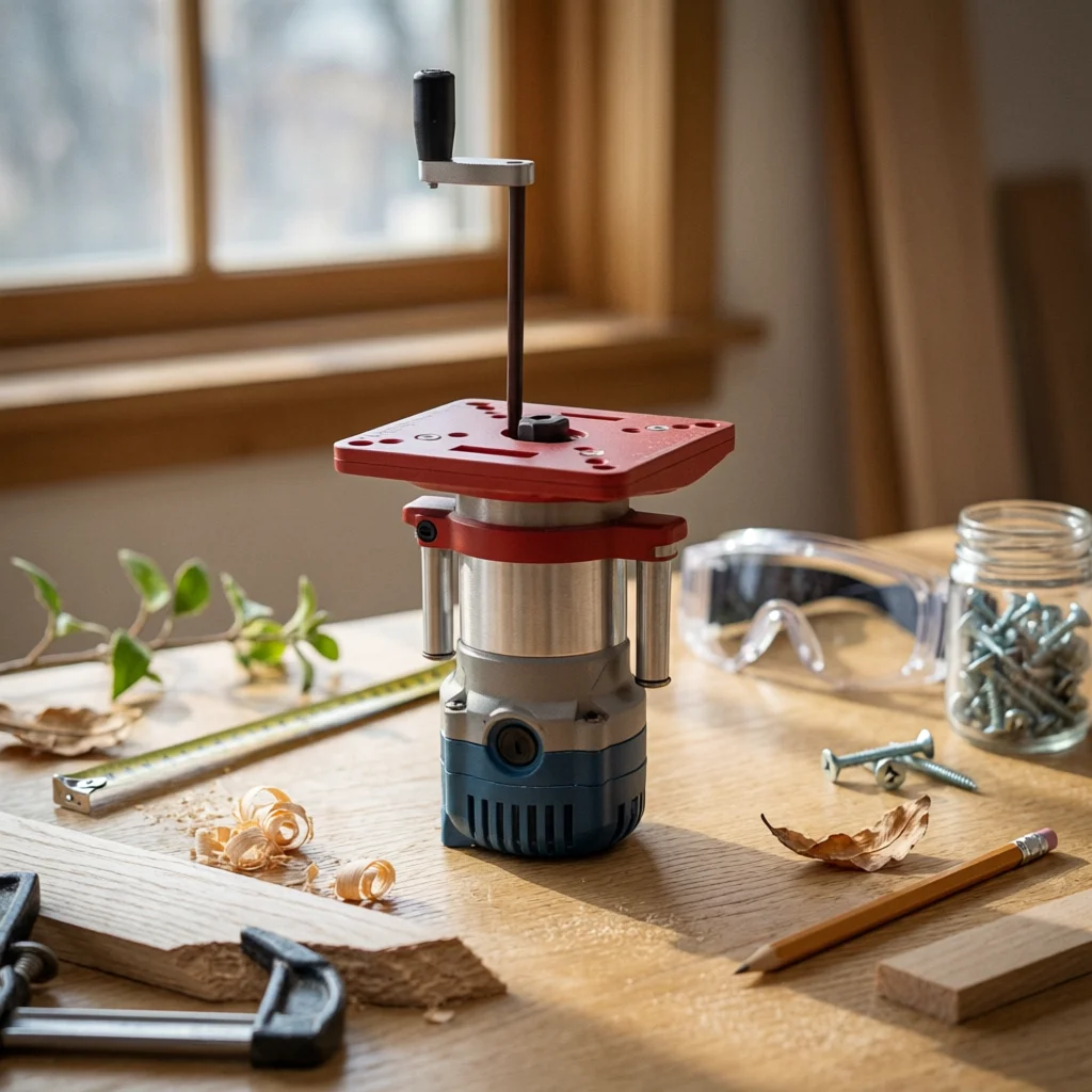 Manual Router Lift Hand Crank Router Table Lift System Woodworking Tool Ruler Markings Precision Adjustment