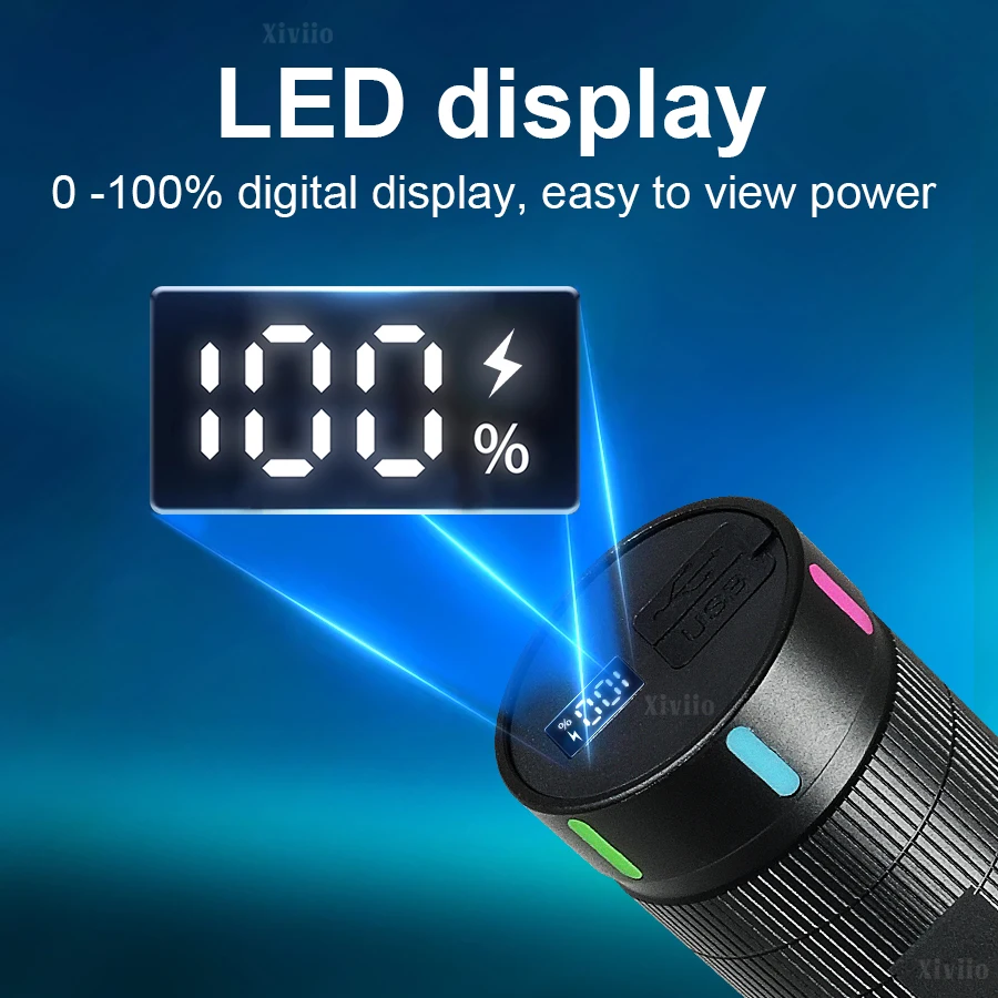 20000000LM Super Bright High Power Led Flashlights Rechargeable Flashlight Waterproof 15000mAh Battery Lantern Camping Light