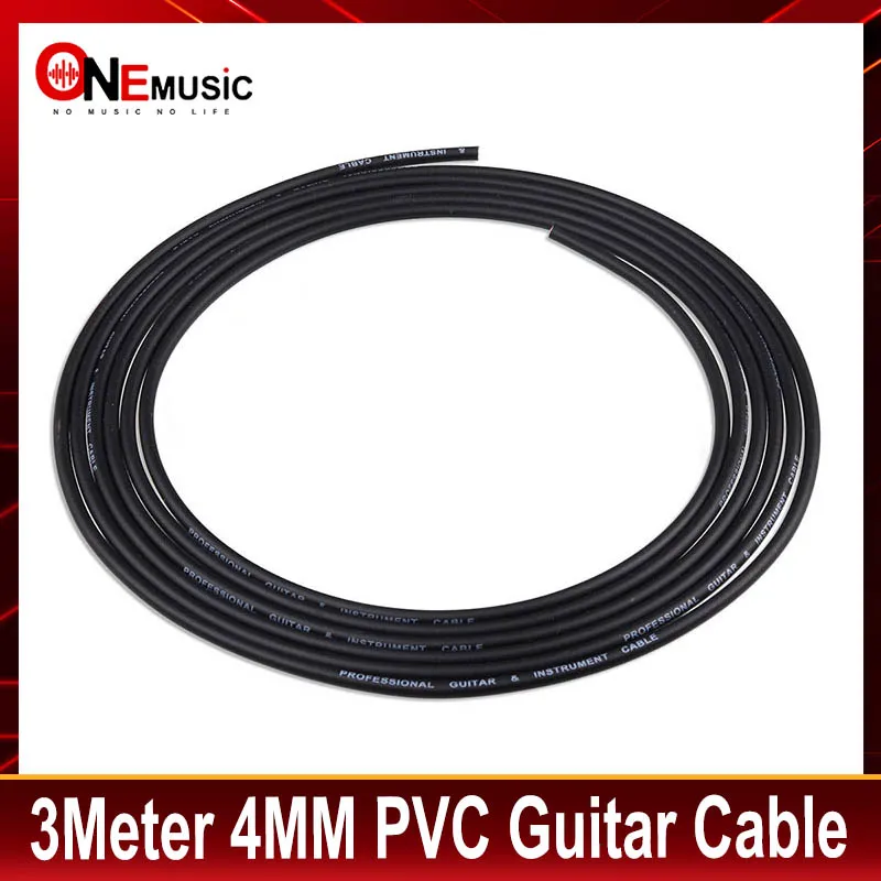 3 Meter 4MM diameter PVC Inner Core 28/0.12OFC+PE+conductive PE+Braid112/0.10 OFC Guitar Cable Black