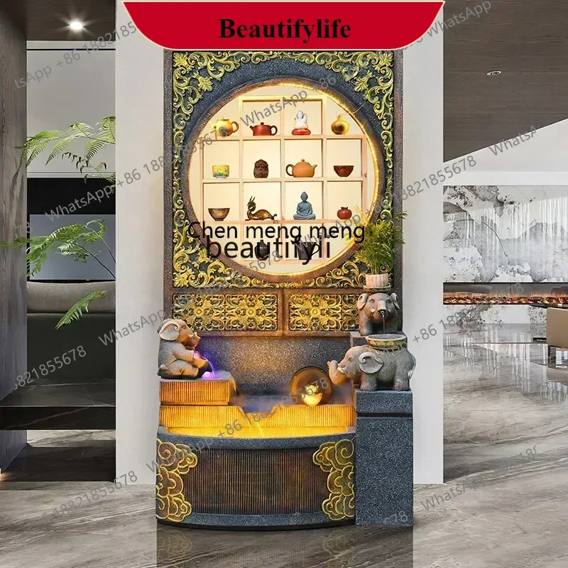 G153 L1Water curtain wall circulating water fountain landscape feng shui wheel living room hotel courtyard water feature, landin