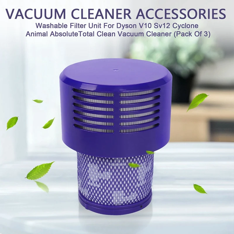 

Washable Filter Unit For Dyson V10 Sv12 Cyclone Animal Absolute Total Clean Vacuum Cleaner (Pack Of 3)