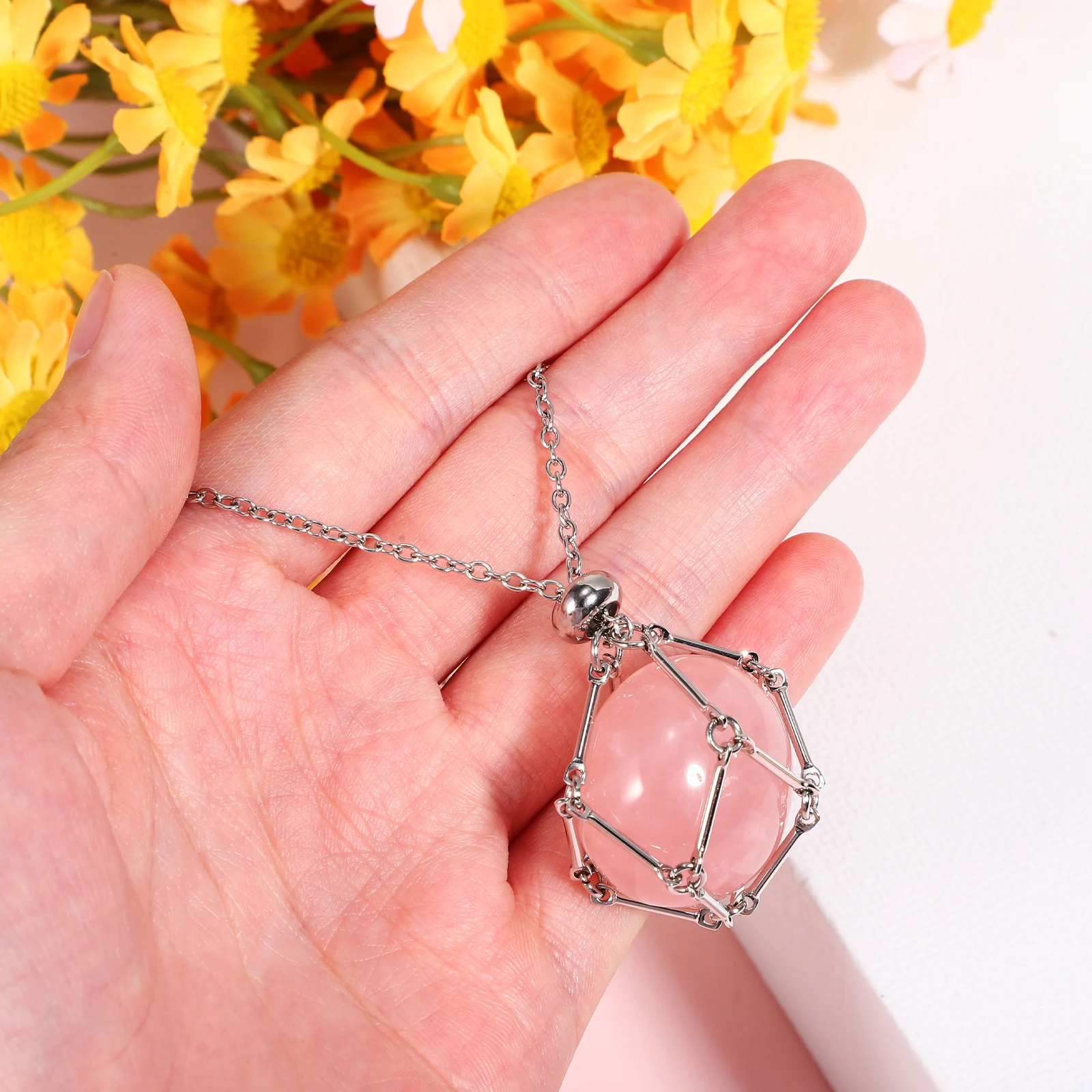 

1 Set Metal Stone Holder Necklace Crystal Cage Crystal Holder Adjustable Rope For Gemstones Pendants Jewelry Gift Women Men