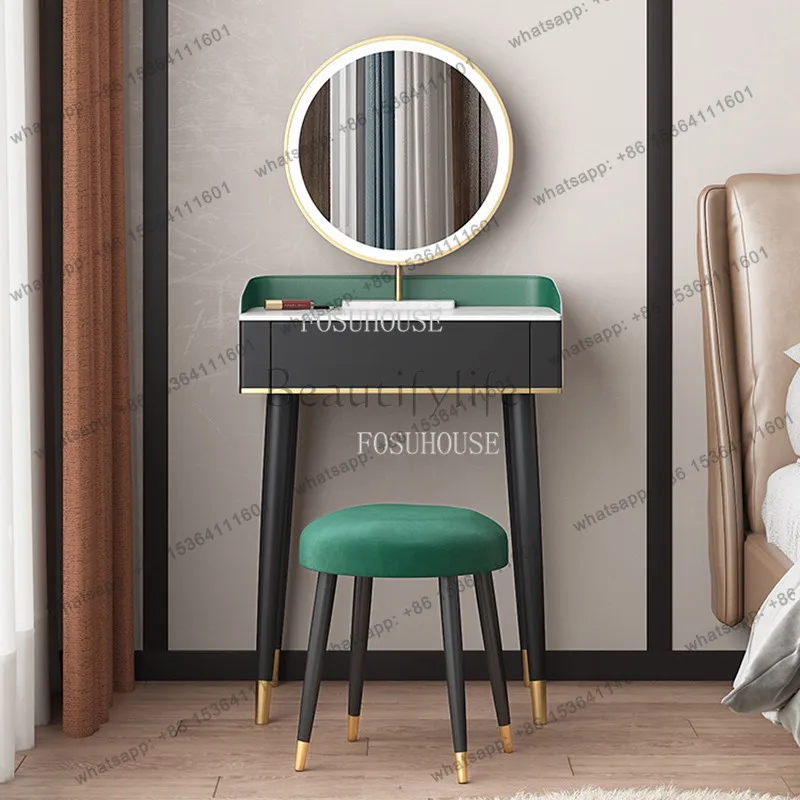 Nordic Light Luxury Bedroom Furniture Dressing Table Small apartment dresser Home with Mirror/Makeup Stool Suit Makeup Tables B