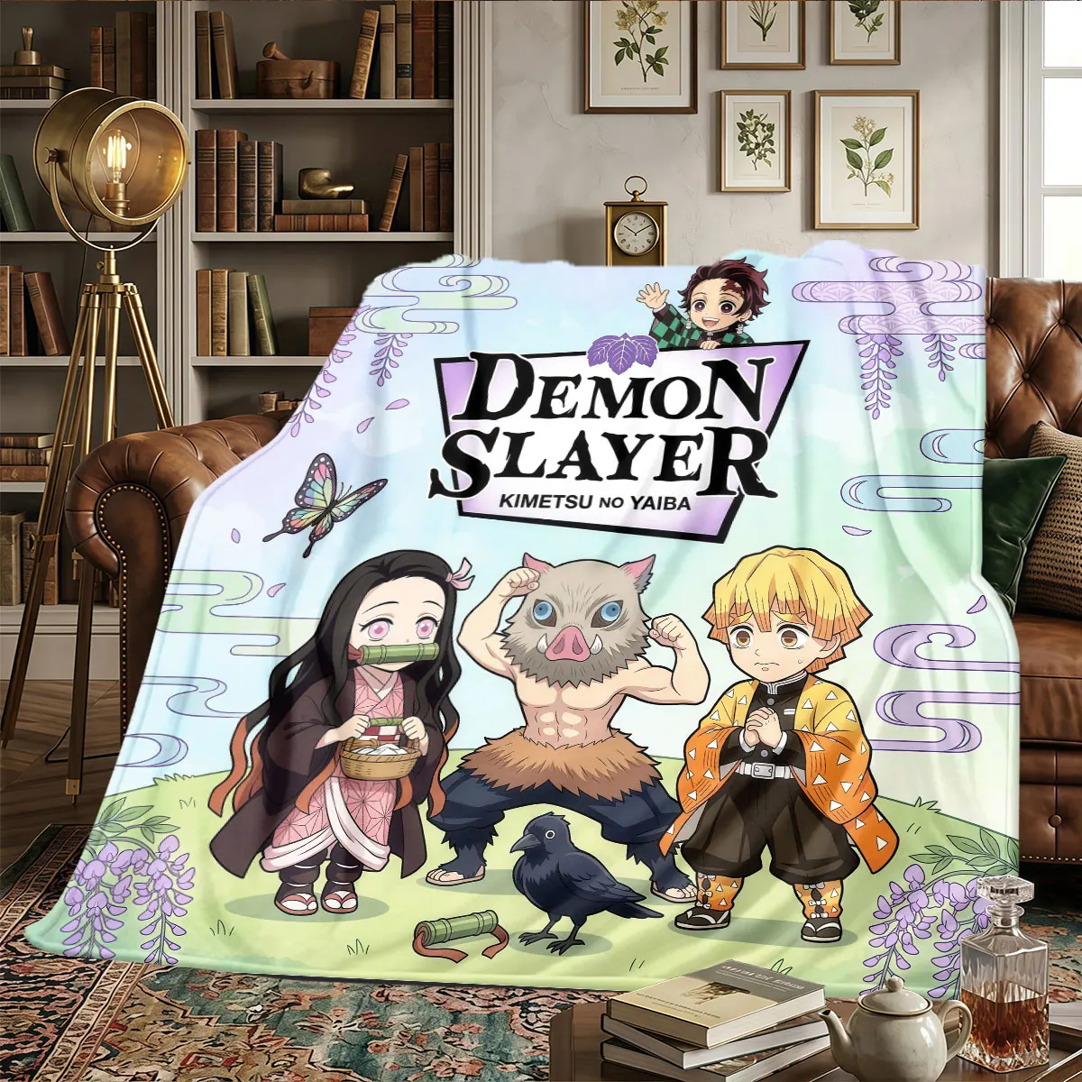 Demon Slayer Patterns Home Blanket High quality All Seasons for Sofas Naps Warmth and Comfort Gifts -HE40