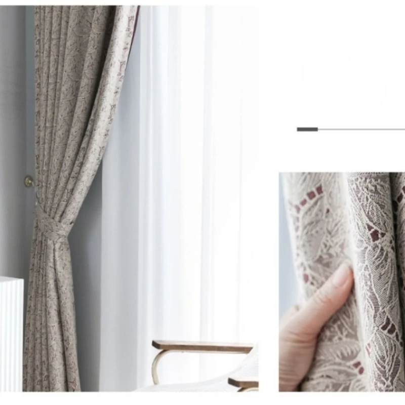 Custom Size Fashion Luxury European Curtains for Living Room Bedroom Simple Literary Lace Curtains  Biparting Custom White Tulle