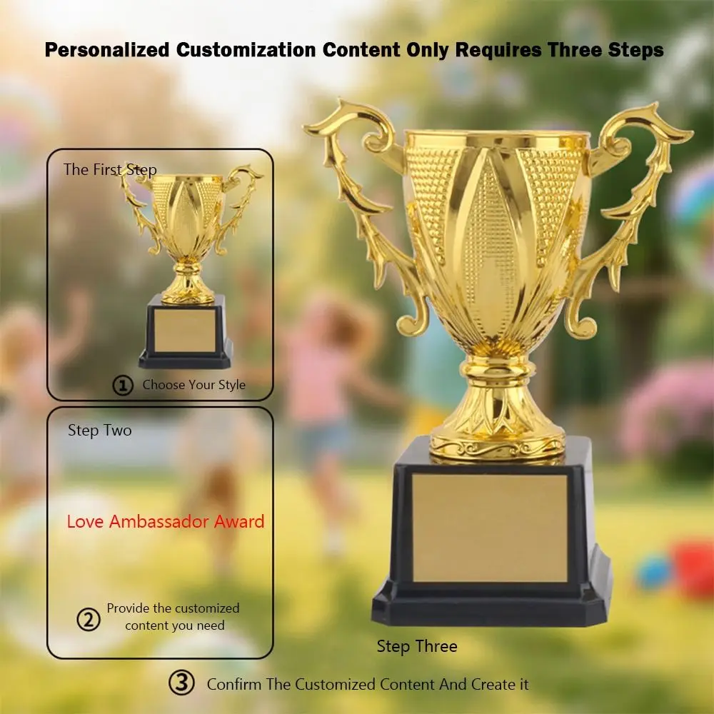 Gold Color Metal Trophy Large Size Customizable Design Champion Trophy Small Plastic Model Competition Trophy