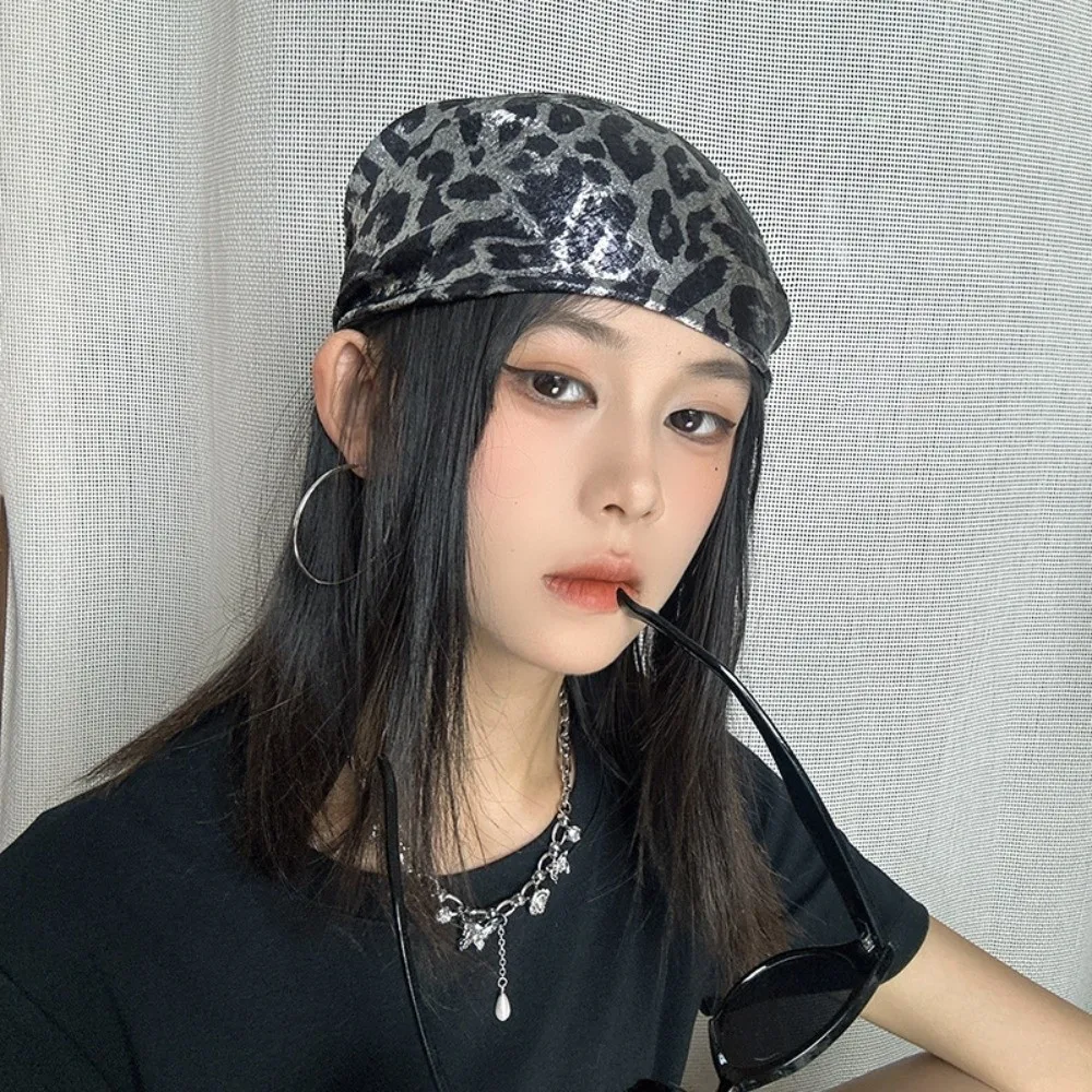 Fashion Y2K Triangular Headscarf Hip Hop Headband Leopard Print Hair Scarf Slender Scarf Soft Wrap Punk Bandana Ladies