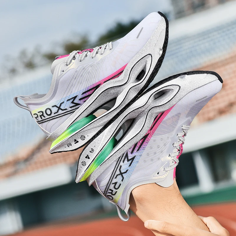 Couple Carbon Plate Running Shoes Ultra-Light Breathable Anti-Slip Sport Shoes Shock Absorption Wear Resistant Casual Sneakers view 4
